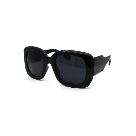 Womens Thick Plastic 90s Mod Butterfly Designer Sunglasses All Black