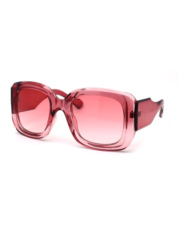 Womens Thick Plastic 90s Mod Butterfly Designer Sunglasses All Pink