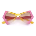 thumbnail image 1 of Womens Thick Plastic Bat Shape Tie Dye Color Retro Fashion Plastic Sunglasses Pink Yellow - Brown, 1 of 1