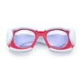 thumbnail image 1 of Womens Thick Plastic Bubble Balloon Frame Rectangle Funky Sunglasses Red White - Purple, 1 of 8