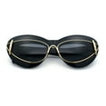 thumbnail image 1 of Womens Thick Plastic Cat Eye Double Metal Rim Mod Retro Fashion Sunglasses All Black, 1 of 1