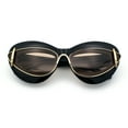 thumbnail image 1 of Womens Thick Plastic Cat Eye Double Metal Rim Mod Retro Fashion Sunglasses Black - Beige, 1 of 1