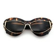 thumbnail image 1 of Womens Thick Plastic Cat Eye Double Metal Rim Mod Retro Fashion Sunglasses Tortoise - Brown, 1 of 1