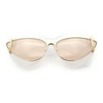thumbnail image 1 of Womens Thick Plastic Cat Eye Double Metal Rim Mod Retro Fashion Sunglasses White - Beige, 1 of 8