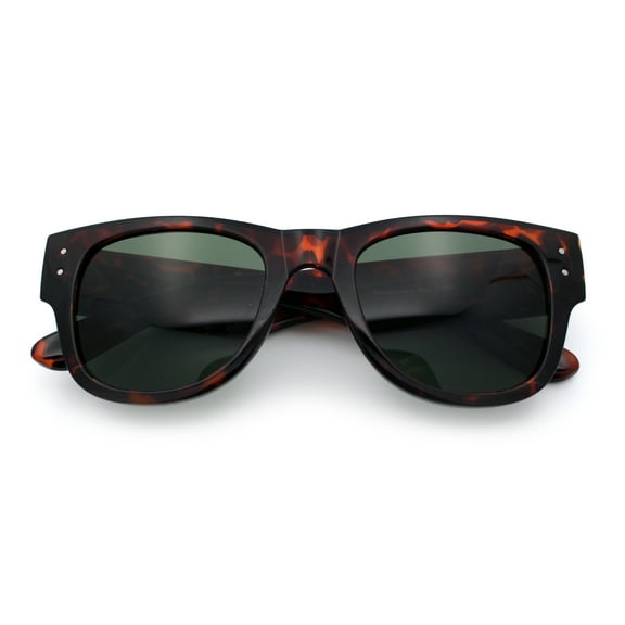 Womens Thick Plastic Horn Rim Hipster Fashion Rectangle Retro Sunglasses Tortoise - Green