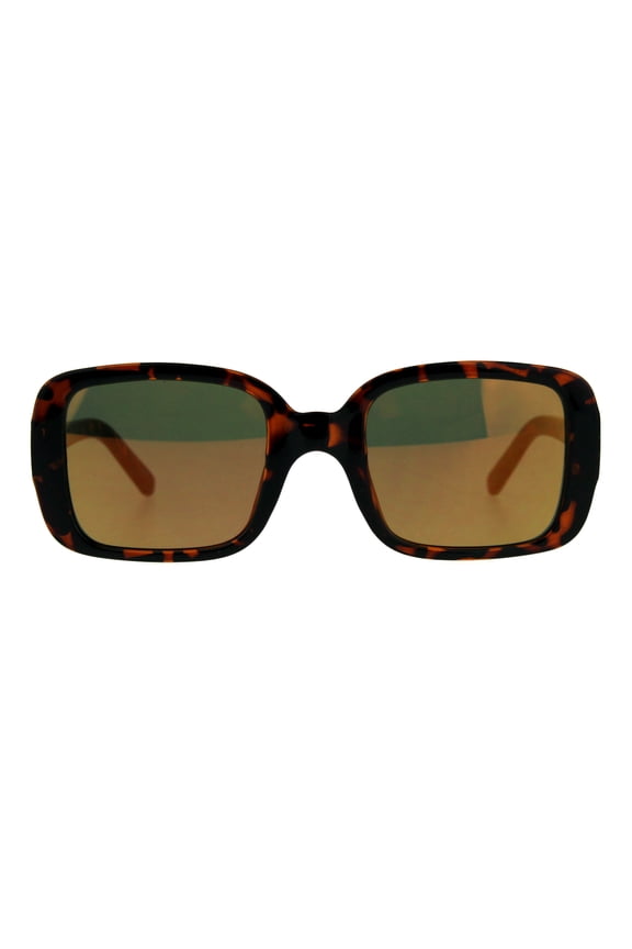 Womens Thick Plastic Minimal Color Mirror Mod Sunglasses Tortoise Orange