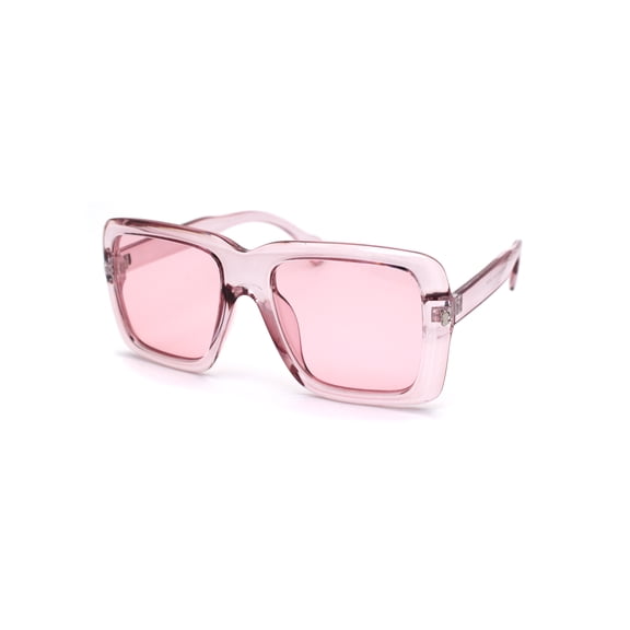 Womens Thick Plastic Mobster Nerd Geeky Retro Sunglasses All Pink