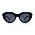 thumbnail image 1 of Womens Thick Plastic Mod Fashion Large Cat Eye Sunglasses All Black, 1 of 4