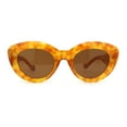 thumbnail image 1 of Womens Thick Plastic Mod Fashion Large Cat Eye Sunglasses Yellow Tortoise Brown, 1 of 4