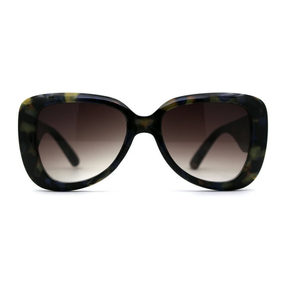 Womens Thick Plastic Mod Tear Drop Shape Butterfly Sunglasses Blue Tortoise Brown