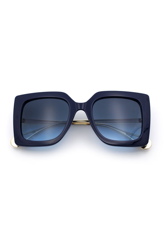 Womens Thick Plastic Oversized Butterfly Chic Minimal Designer Sunglasses All Navy
