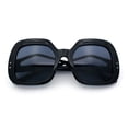 thumbnail image 1 of Womens Thick Plastic Rectangle Butterfly Retro Diva Sunglasses All Black, 1 of 8