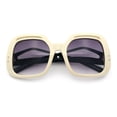 thumbnail image 1 of Womens Thick Plastic Rectangle Butterfly Retro Diva Sunglasses Ivory Black - Smoke, 1 of 8