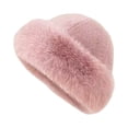 thumbnail image 1 of Womens Thick Plush Hat Bucket Hat Soft Warm Winter Cap Rounded Crown Full Plush Trim Casual Cold Weather Hat, 1 of 3