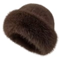 thumbnail image 1 of Womens Thick Plush Hat Bucket Hat Soft Warm Winter Cap Rounded Crown Full Plush Trim Casual Cold Weather Hat, 1 of 3