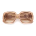 thumbnail image 1 of Womens Thick Rectangle Star Stud Jewel Trim Arm Diva Sunglasses Peach - Brown, 1 of 1