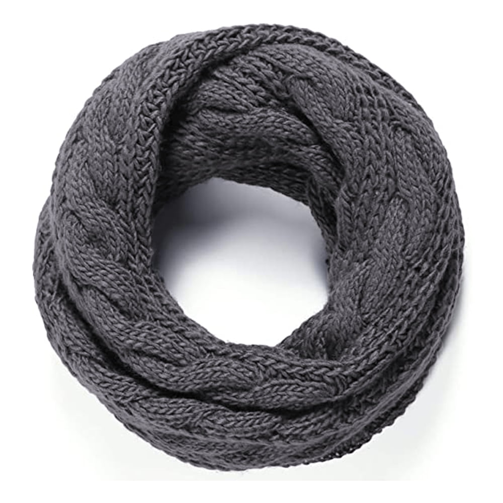 Womens Thick Ribbed Knit Winter Infinity Circle Loop Scarf,Dark gray ...