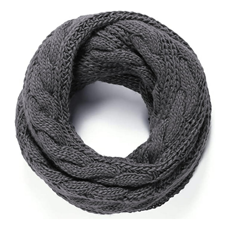 Womens Thick Ribbed Knit Winter Infinity Circle Loop Scarf,Dark - Main Image