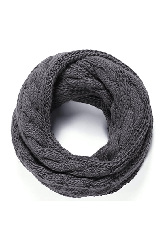 Womens Thick Ribbed Knit Winter Infinity Circle Loop Scarf,Dark gray