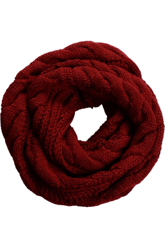 Womens Thick Ribbed Knit Winter Infinity Circle Loop Scarf