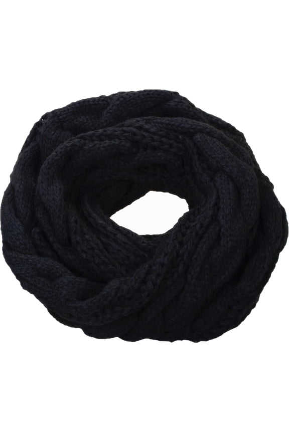 Womens Thick Ribbed Knit Winter Infinity Circle Loop Scarf