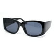 thumbnail image 1 of Womens Thick Temple Mod Fashion Rectangle Plastic Chic Sunglasses All Black, 1 of 4
