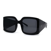Womens Thick Temple Rectangular Butterfly Designer Sunglasses All Black