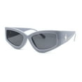 thumbnail image 1 of Womens Thick Temple Retro Cat Eye Plastic Diva Fashion Sunglasses Grey - Black, 1 of 4