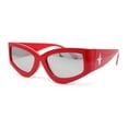 thumbnail image 1 of Womens Thick Temple Retro Cat Eye Plastic Diva Fashion Sunglasses Red - Silver Mirror, 1 of 4