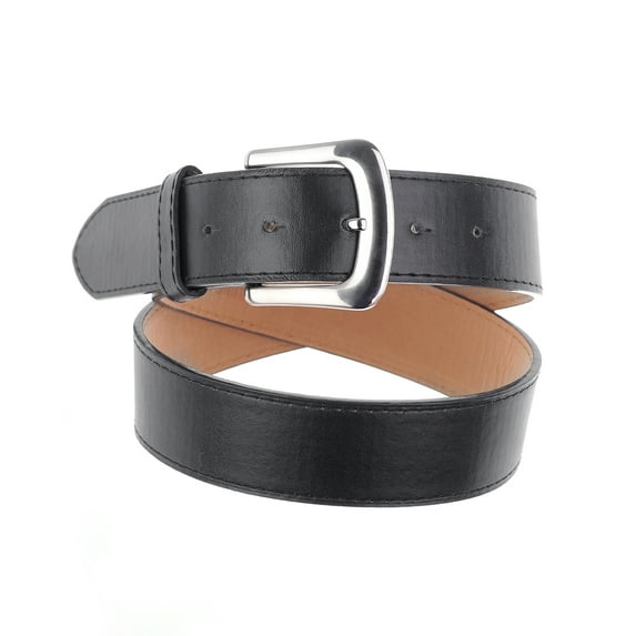 Womens Thick Wide Stitched Leather Belt - MAP019A - Black S