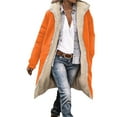 thumbnail image 1 of Womens Thick Winter Jacket Sherpa Fleece Lining Hooded Coat Mid Length Long Sleeve Full Zip Overcoat with Pockets (XL, Orange), 1 of 6