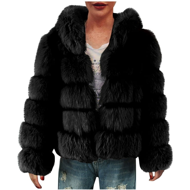 Women's Faux Fur Coat,Thicken Warm Winter Fur Collar Outdoor