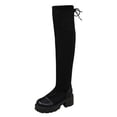 thumbnail image 1 of Womens Thigh High Boots Chunky Sole Platform Tall Boots Stretch Faux Suede Casual Comfortable Black Over The Knee Boots for Women, 1 of 7