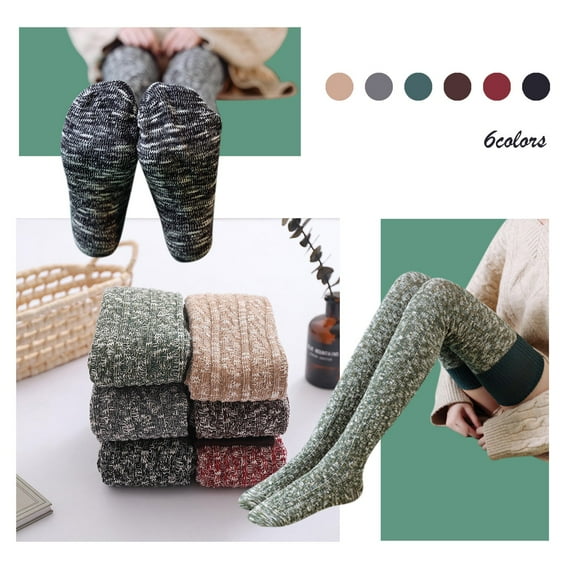 Womens Thigh High Cotton Knit Winter Boot Sock Vintage Extra Long Leg Warmer