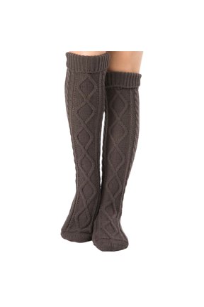 Womens Thigh High Fuzzy Socks Thick Fuzzy Socks Thigh High Compression Socks Long Cable Knit Thigh High Stockings Warm Thick Knit Warm Gift for Ladies