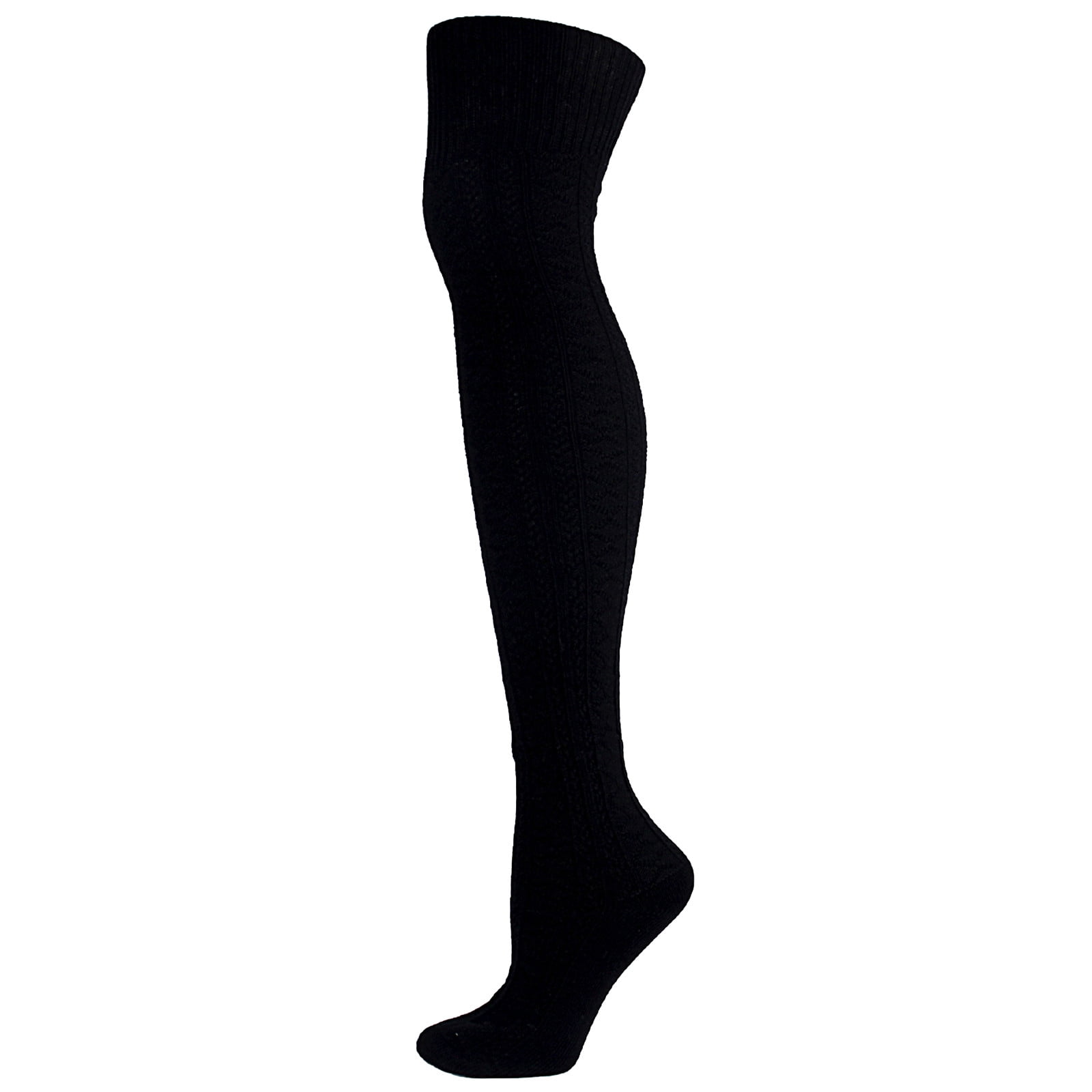 Womens Thigh High Socks Adult Knitting Solid Color Knee-High