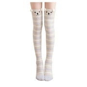 Womens Thigh High Socks Cartoon Fuzzy Sock Winter Warm Over Knee High Sock Home Thigh-High Warm Sock Leggings