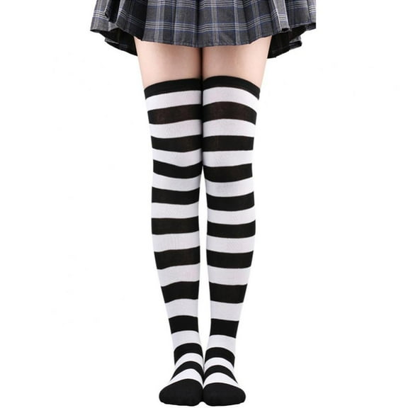 Womens Thigh High Socks Cotton Striped Over the Knee Socks Long Knee High Socks