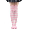 thumbnail image 1 of Womens Thigh High Socks Cotton Striped Over the Knee Socks Long Knee High Socks, 1 of 3