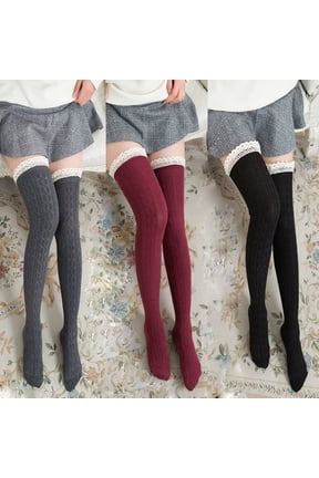 Womens Thigh High Socks Lace Boot Socks Knee High Socks Warmer Lace Trim Long Stocking for Cosplay
