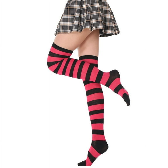 Womens Thigh High Socks Striped High Knee Socks Knee High Socks Long Socks Over the Knee Leg Warmers