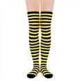 thumbnail image 1 of Womens Thigh High Socks Striped High Knee Socks Knee High Socks Long Socks Over the Knee Leg Warmers, 1 of 5