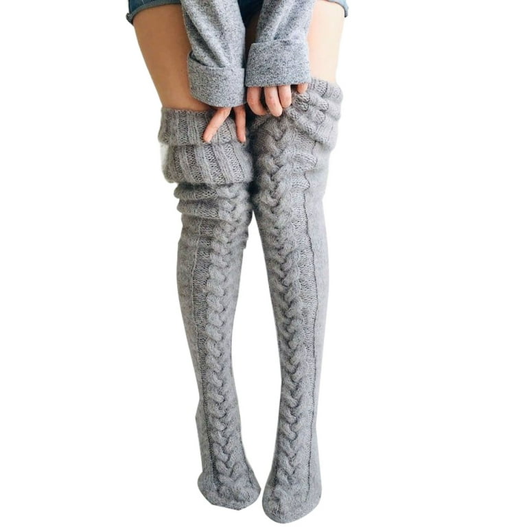 Womens Thigh High Woolen Socks Knitted Over the Knee Socks
