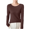 thumbnail image 1 of Womens Thin Basic Knitted Sweaters, Fall Sweaters for Women Casual Ribbed Solid Color Crewneck Long Sleeve Pullover S-2XL, 1 of 5
