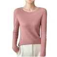 thumbnail image 1 of Womens Thin Basic Knitted Sweaters, Fall Sweaters for Women Casual Ribbed Solid Color Crewneck Long Sleeve Pullover S-2XL, 1 of 5