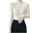 thumbnail image 1 of Womens Thin Basic Knitted Sweaters, Fall Sweaters for Women Fashion Lightweight Ribbed Solid Color Mock Neck Long Sleeve Pullover M-2XL, 1 of 5