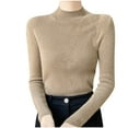 thumbnail image 1 of Womens Thin Basic Knitted Sweaters, Fall Sweaters for Women Fashion Lightweight Ribbed Solid Color Mock Neck Long Sleeve Pullover M-2XL, 1 of 5