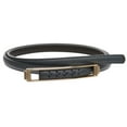 thumbnail image 1 of Womens Thin Belts Skinny Faux Leather Stitch Belt with Gold Tone Buckle, 1 of 3