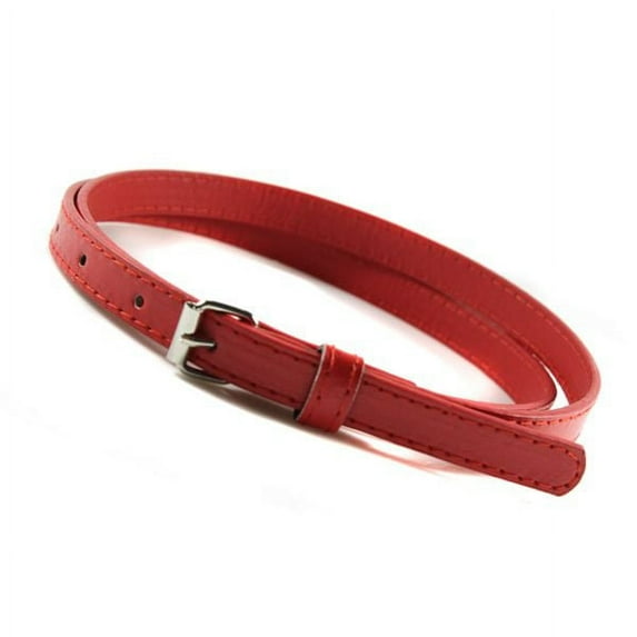 Womens Thin Belts Skinny Leather Belt with Gold Alloy Buckle