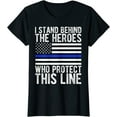 thumbnail image 1 of Womens Thin Blue Line Flag TShirt - Police Hero Law Enforcement Support T-Shirt Black Tee, 1 of 4